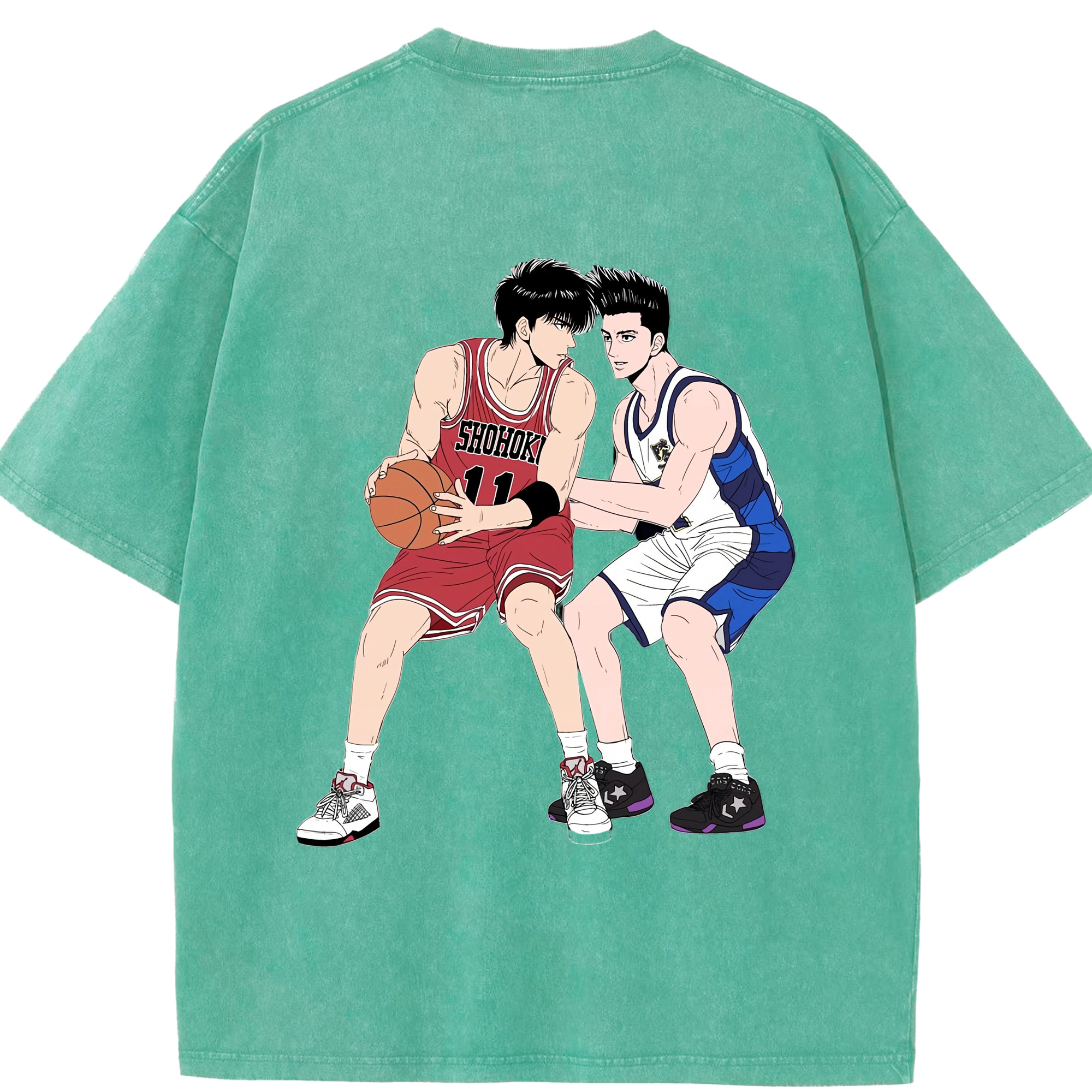 SLAM DUNK／スラムダンク 綿100% ヴィンテージ風 半袖Tシャツ（背面プリント）